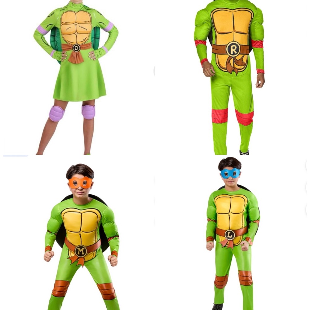 Family of (4) Ninja Turtle Costume Sets